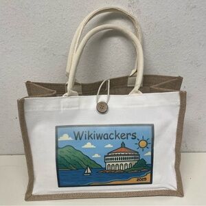 Catalina Island Burlap White and Tan Canvas Tote Bag